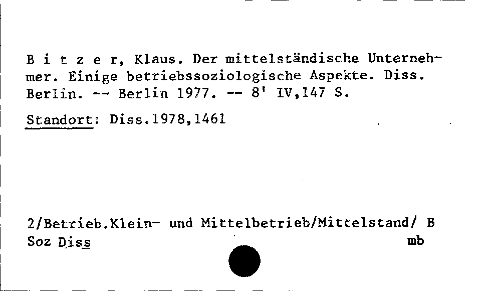 [Katalogkarte Dissertationenkatalog bis 1980]