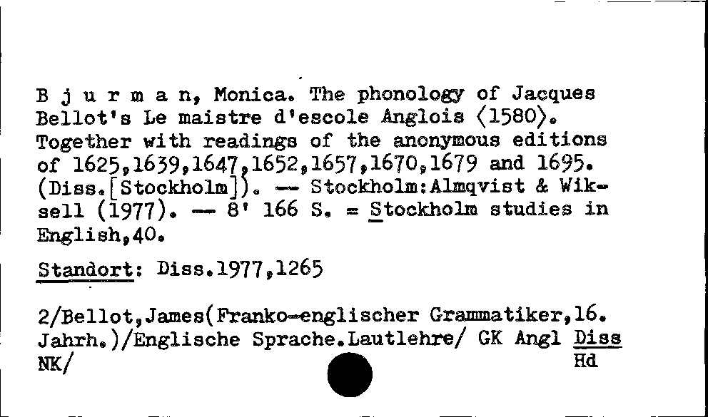 [Katalogkarte Dissertationenkatalog bis 1980]