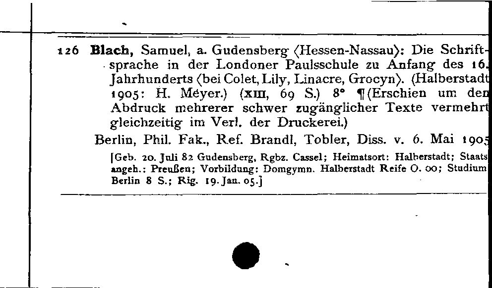 [Katalogkarte Dissertationenkatalog bis 1980]