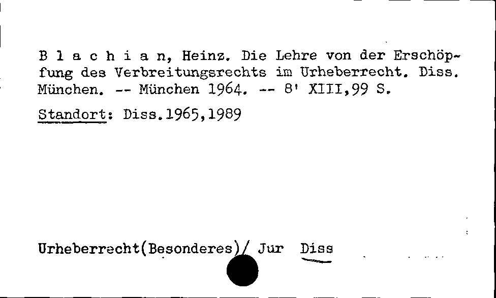 [Katalogkarte Dissertationenkatalog bis 1980]