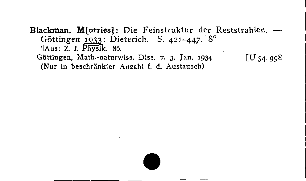 [Katalogkarte Dissertationenkatalog bis 1980]