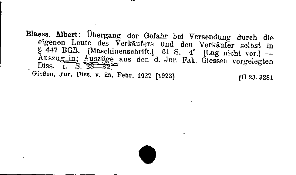 [Katalogkarte Dissertationenkatalog bis 1980]