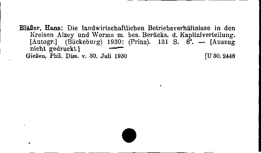 [Katalogkarte Dissertationenkatalog bis 1980]