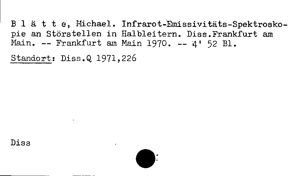 [Katalogkarte Dissertationenkatalog bis 1980]