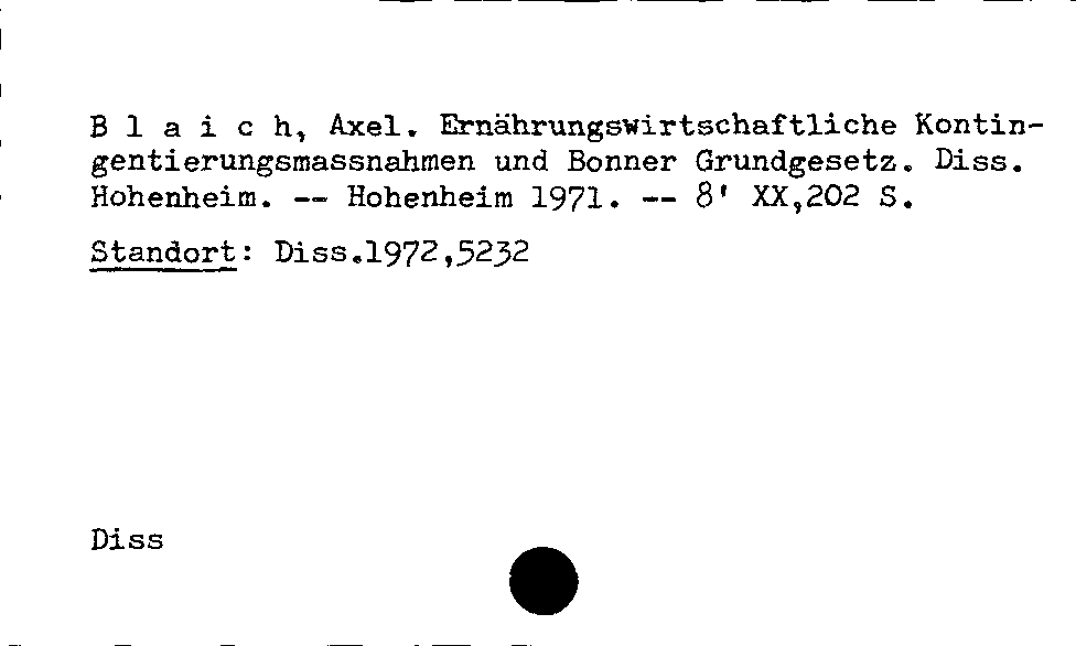 [Katalogkarte Dissertationenkatalog bis 1980]