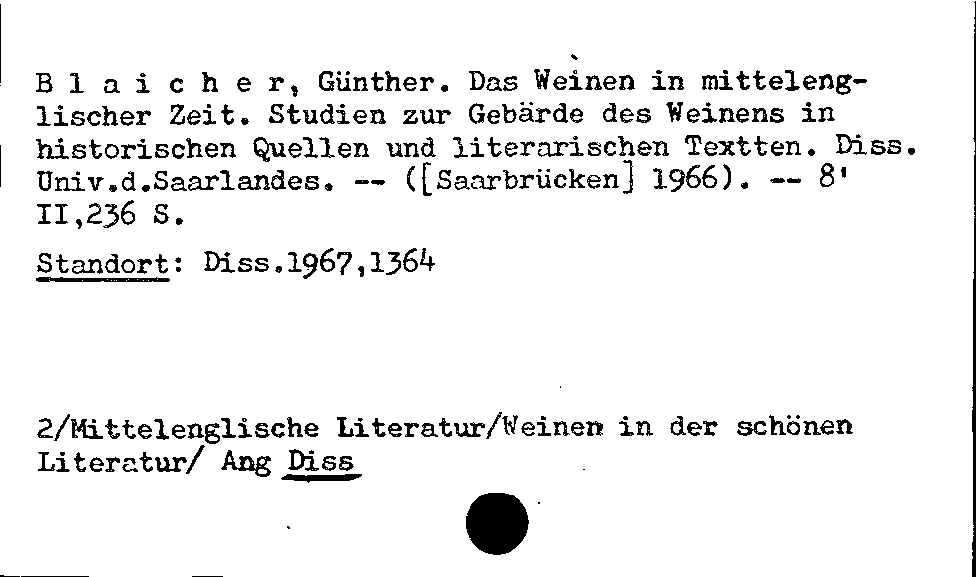 [Katalogkarte Dissertationenkatalog bis 1980]