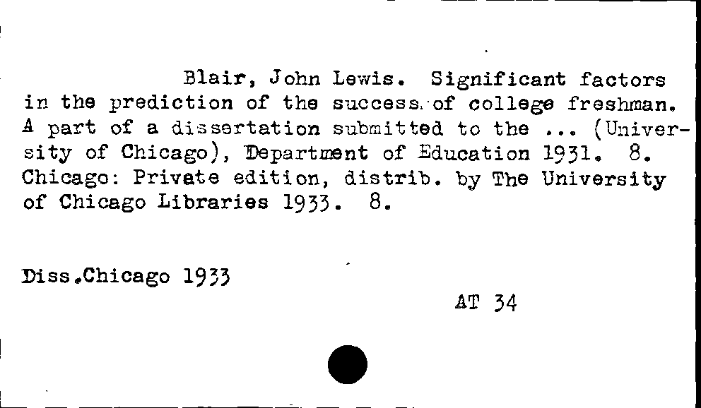 [Katalogkarte Dissertationenkatalog bis 1980]