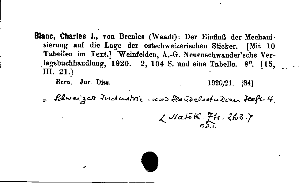 [Katalogkarte Dissertationenkatalog bis 1980]