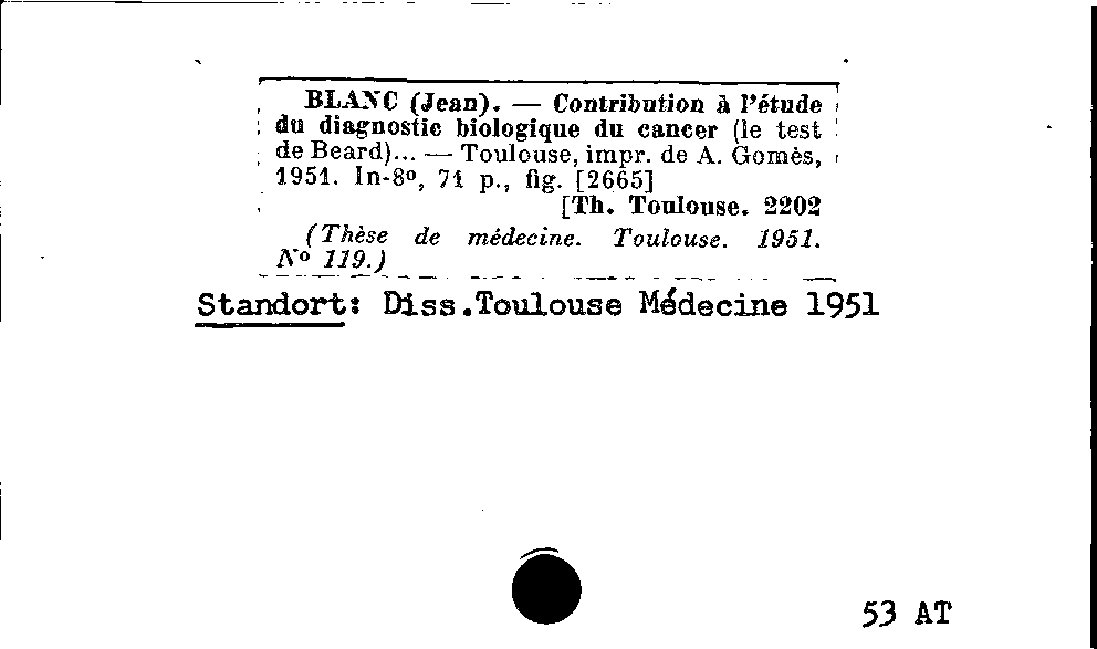 [Katalogkarte Dissertationenkatalog bis 1980]