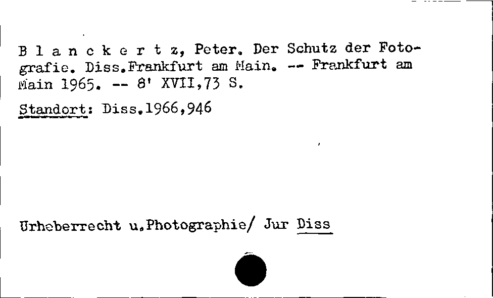 [Katalogkarte Dissertationenkatalog bis 1980]