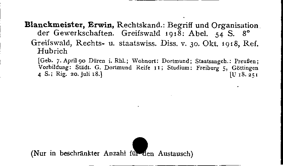 [Katalogkarte Dissertationenkatalog bis 1980]