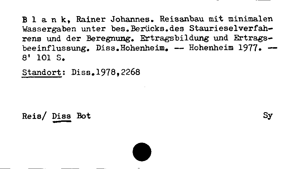 [Katalogkarte Dissertationenkatalog bis 1980]