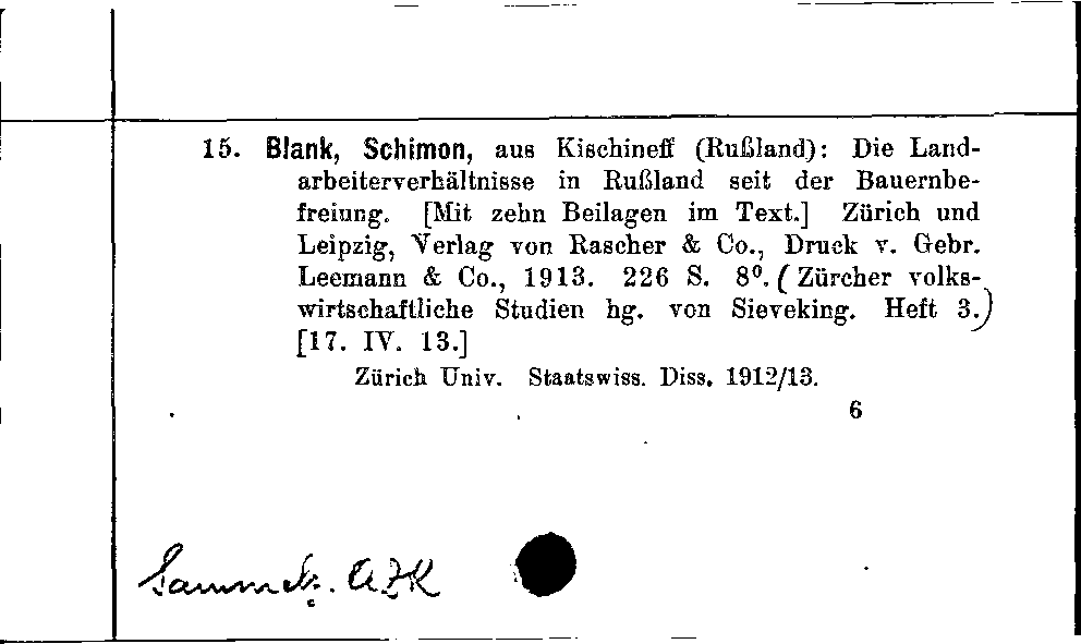 [Katalogkarte Dissertationenkatalog bis 1980]