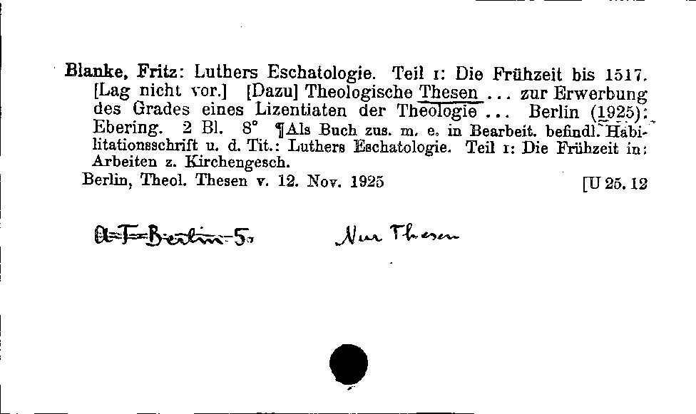 [Katalogkarte Dissertationenkatalog bis 1980]