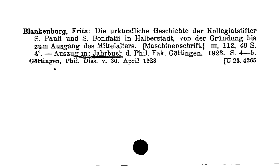 [Katalogkarte Dissertationenkatalog bis 1980]