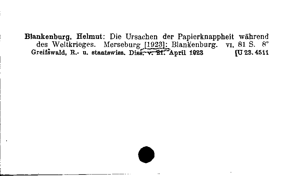 [Katalogkarte Dissertationenkatalog bis 1980]