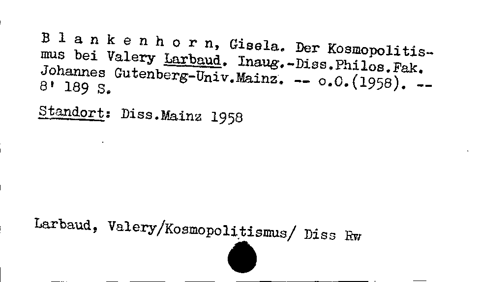 [Katalogkarte Dissertationenkatalog bis 1980]