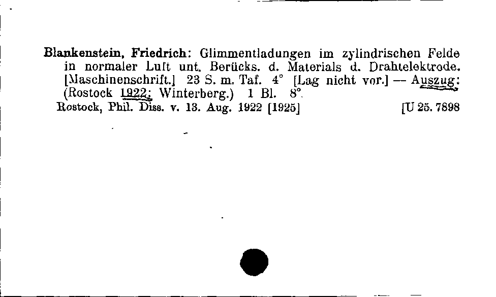 [Katalogkarte Dissertationenkatalog bis 1980]