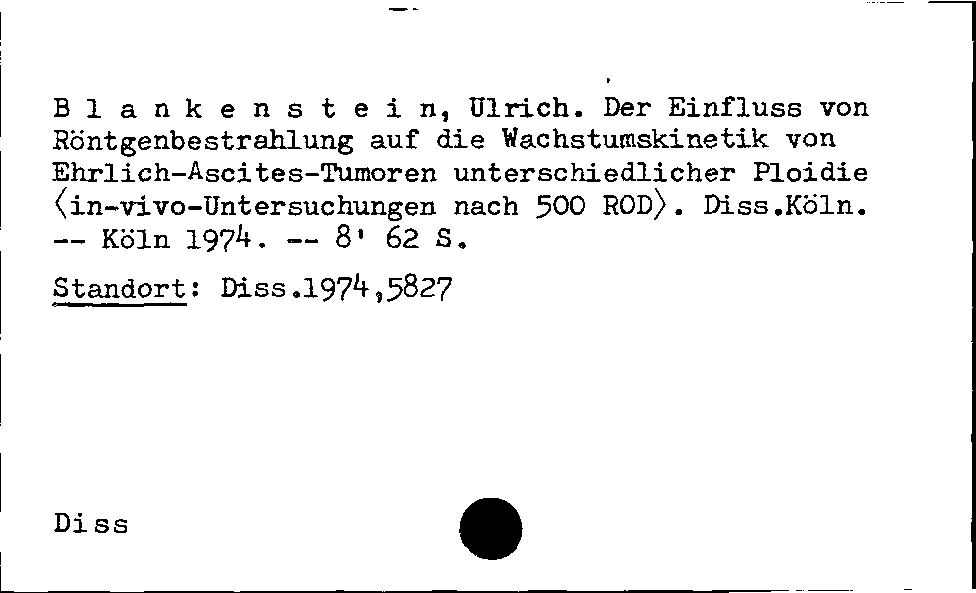 [Katalogkarte Dissertationenkatalog bis 1980]