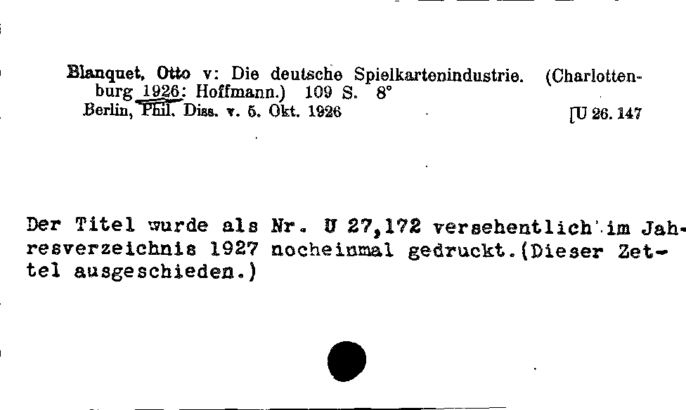 [Katalogkarte Dissertationenkatalog bis 1980]