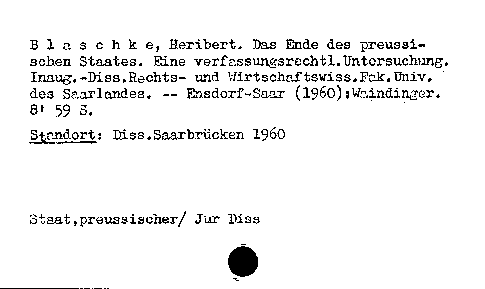 [Katalogkarte Dissertationenkatalog bis 1980]