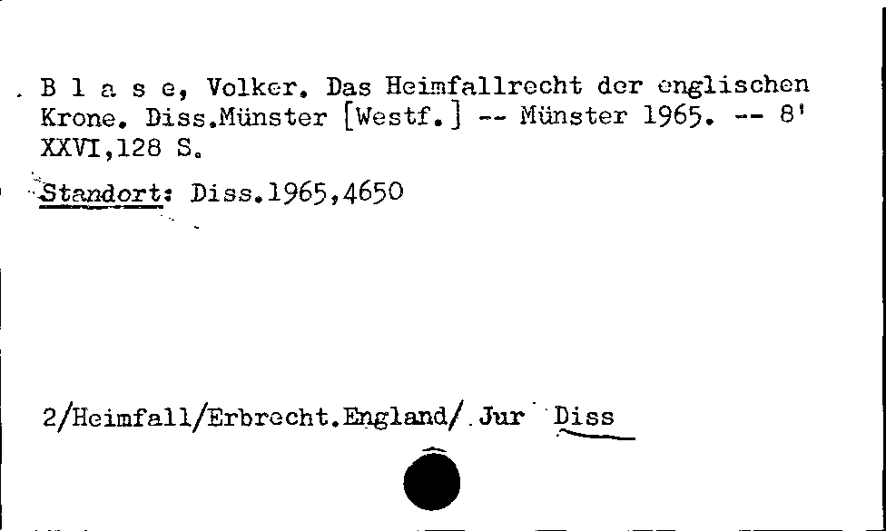 [Katalogkarte Dissertationenkatalog bis 1980]