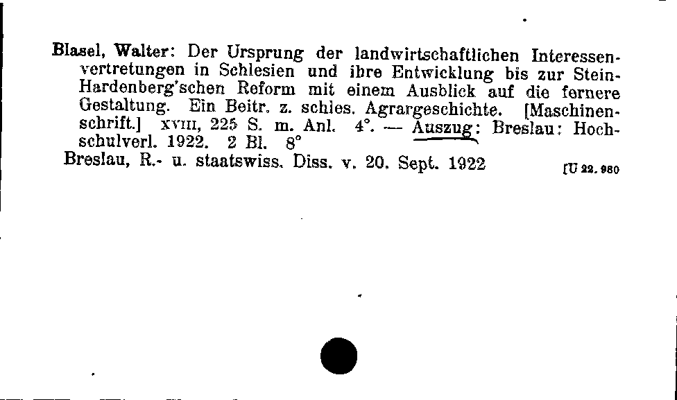 [Katalogkarte Dissertationenkatalog bis 1980]