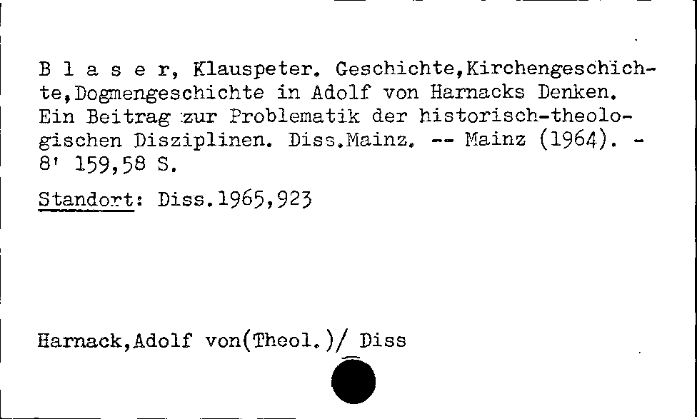 [Katalogkarte Dissertationenkatalog bis 1980]