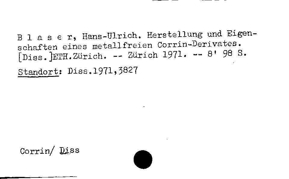 [Katalogkarte Dissertationenkatalog bis 1980]