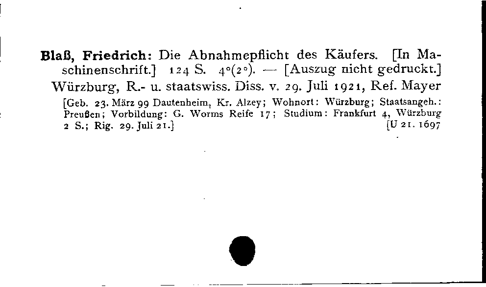 [Katalogkarte Dissertationenkatalog bis 1980]