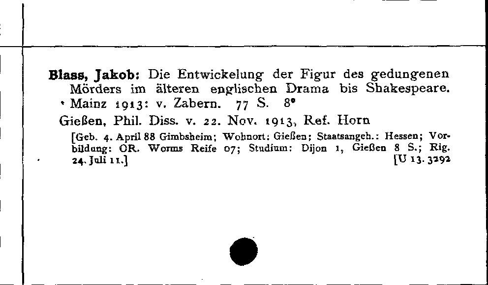 [Katalogkarte Dissertationenkatalog bis 1980]