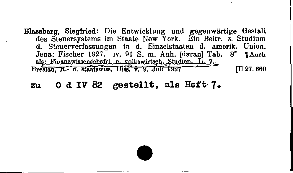 [Katalogkarte Dissertationenkatalog bis 1980]