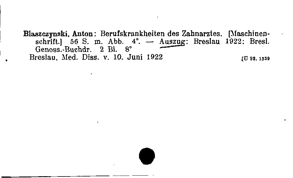 [Katalogkarte Dissertationenkatalog bis 1980]