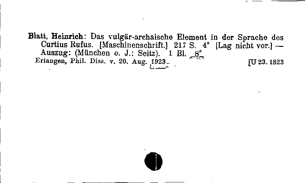 [Katalogkarte Dissertationenkatalog bis 1980]