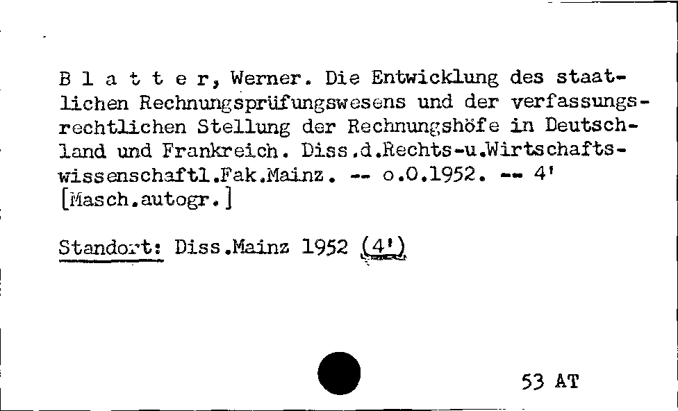 [Katalogkarte Dissertationenkatalog bis 1980]