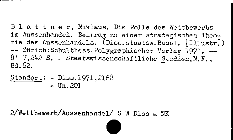 [Katalogkarte Dissertationenkatalog bis 1980]