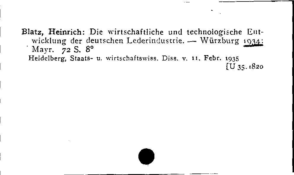 [Katalogkarte Dissertationenkatalog bis 1980]