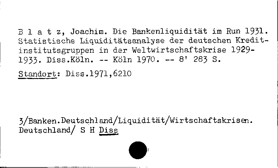 [Katalogkarte Dissertationenkatalog bis 1980]