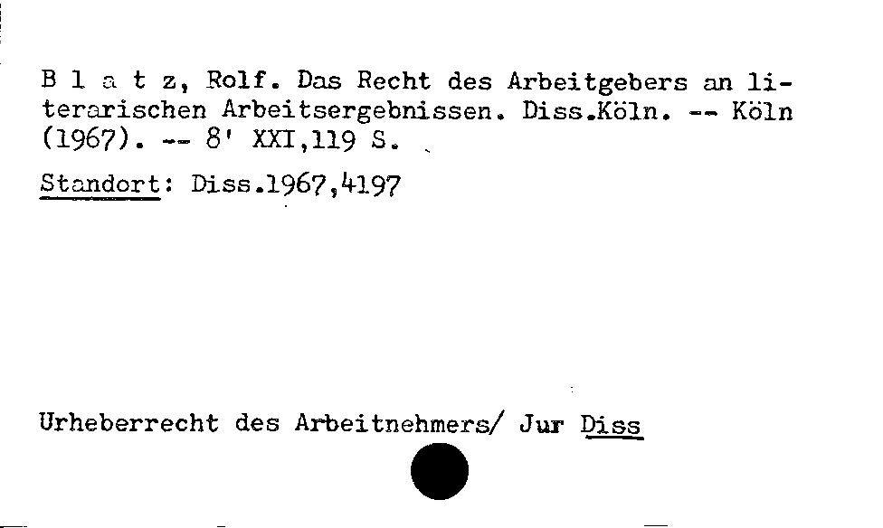 [Katalogkarte Dissertationenkatalog bis 1980]