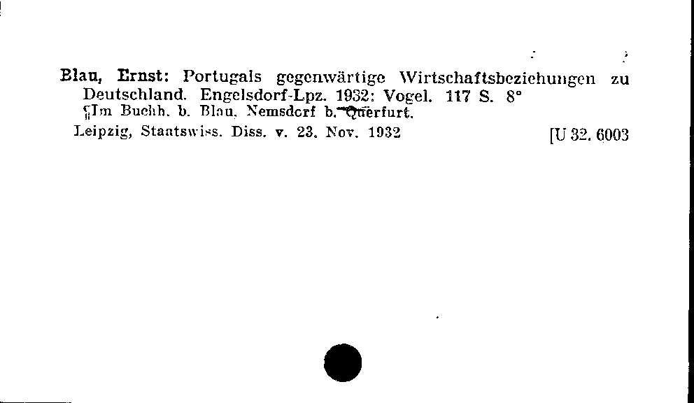 [Katalogkarte Dissertationenkatalog bis 1980]