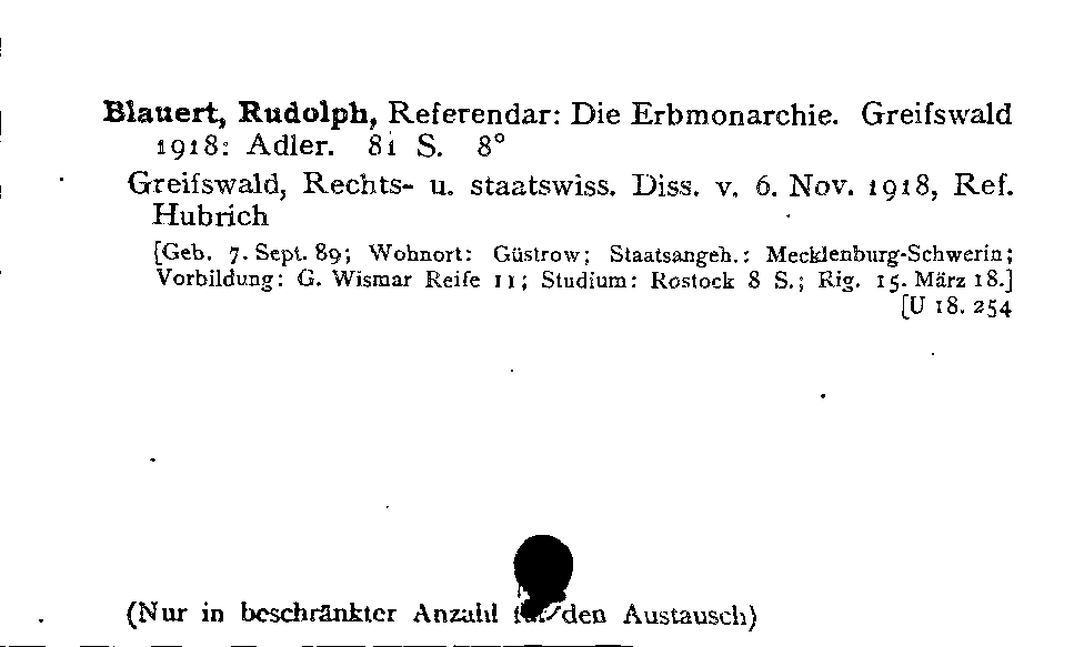 [Katalogkarte Dissertationenkatalog bis 1980]