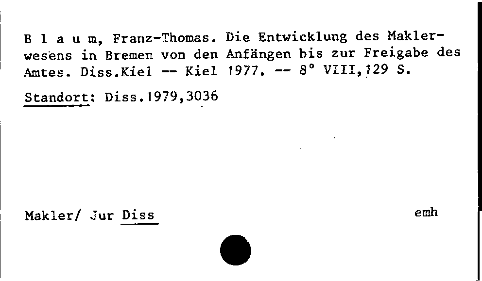 [Katalogkarte Dissertationenkatalog bis 1980]