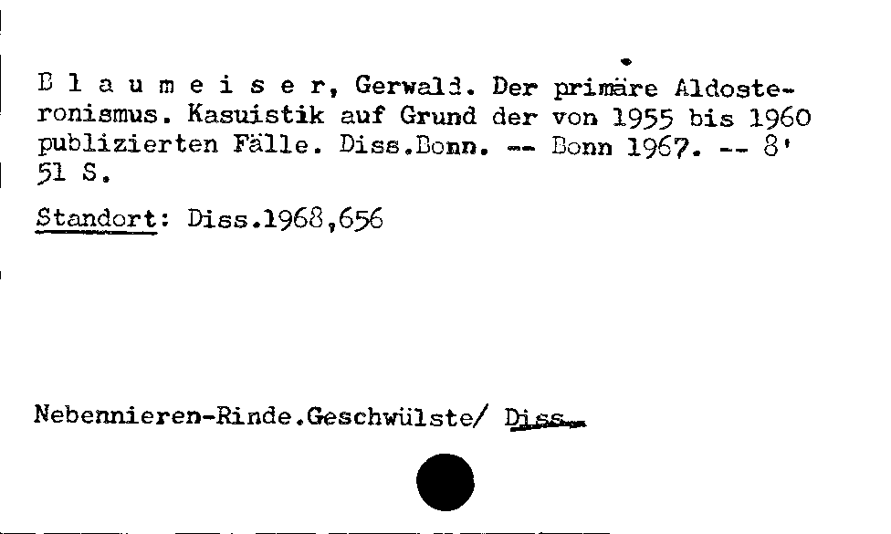 [Katalogkarte Dissertationenkatalog bis 1980]