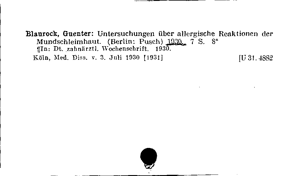 [Katalogkarte Dissertationenkatalog bis 1980]