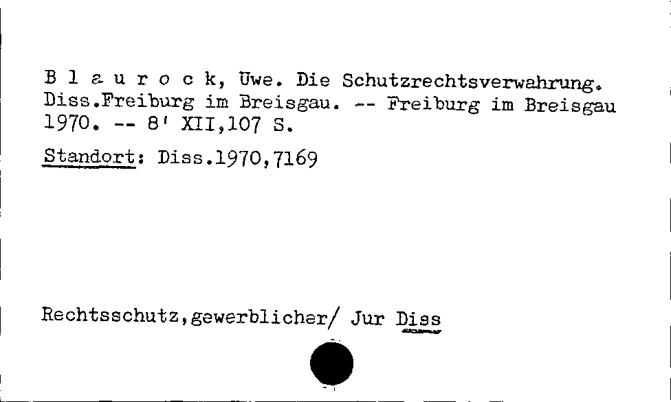 [Katalogkarte Dissertationenkatalog bis 1980]