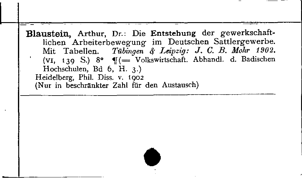 [Katalogkarte Dissertationenkatalog bis 1980]