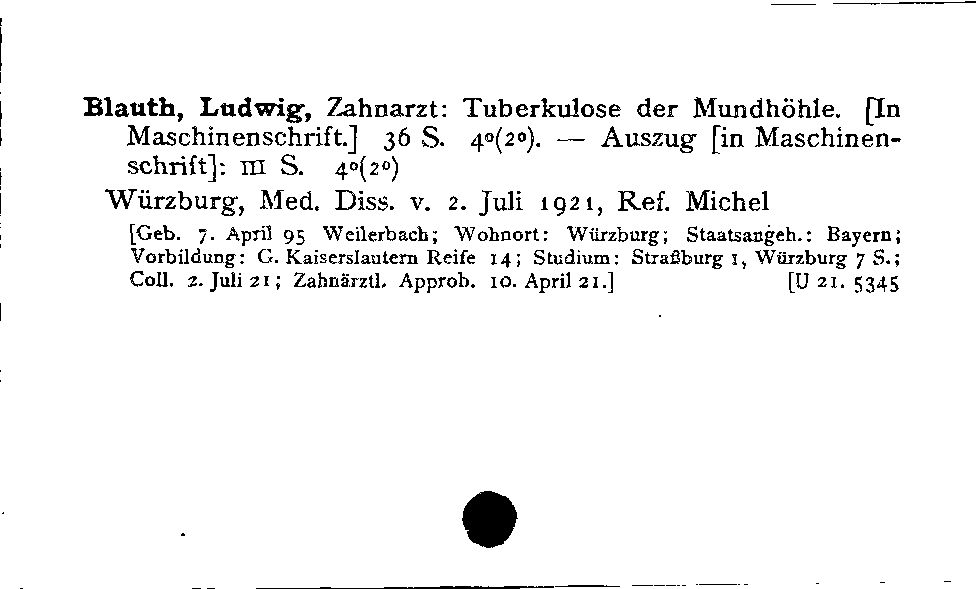 [Katalogkarte Dissertationenkatalog bis 1980]