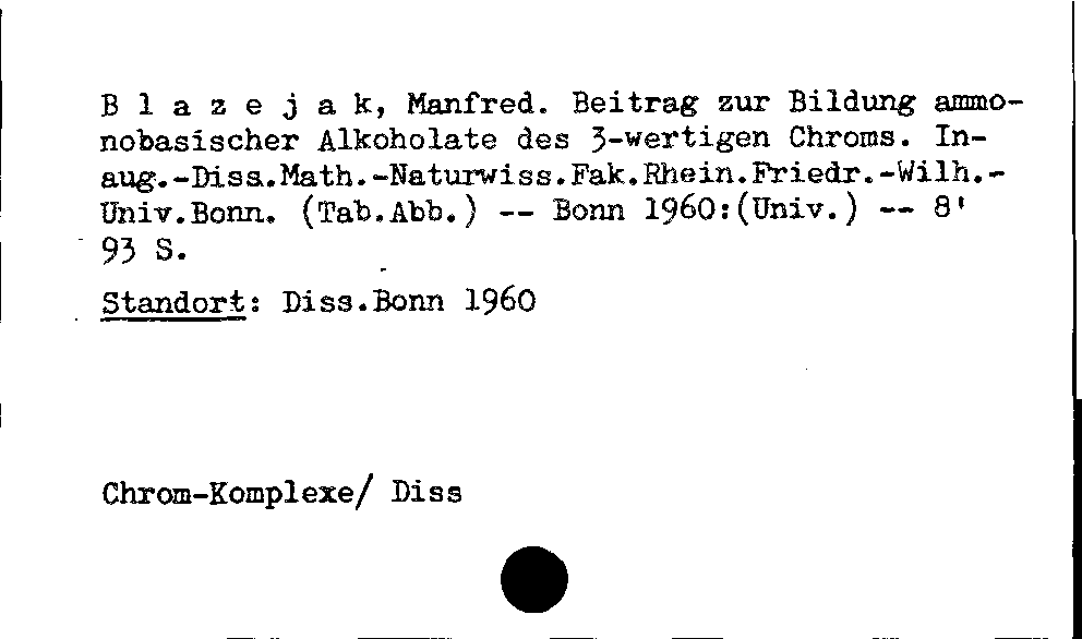 [Katalogkarte Dissertationenkatalog bis 1980]