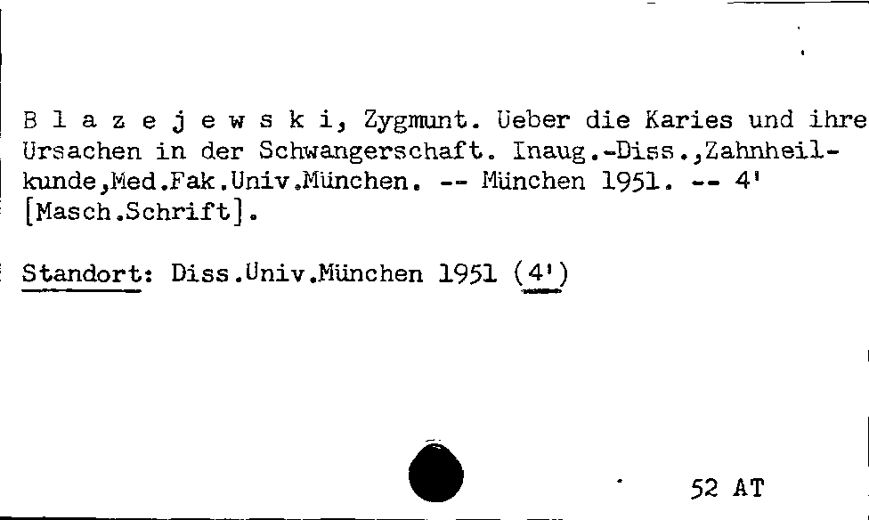 [Katalogkarte Dissertationenkatalog bis 1980]