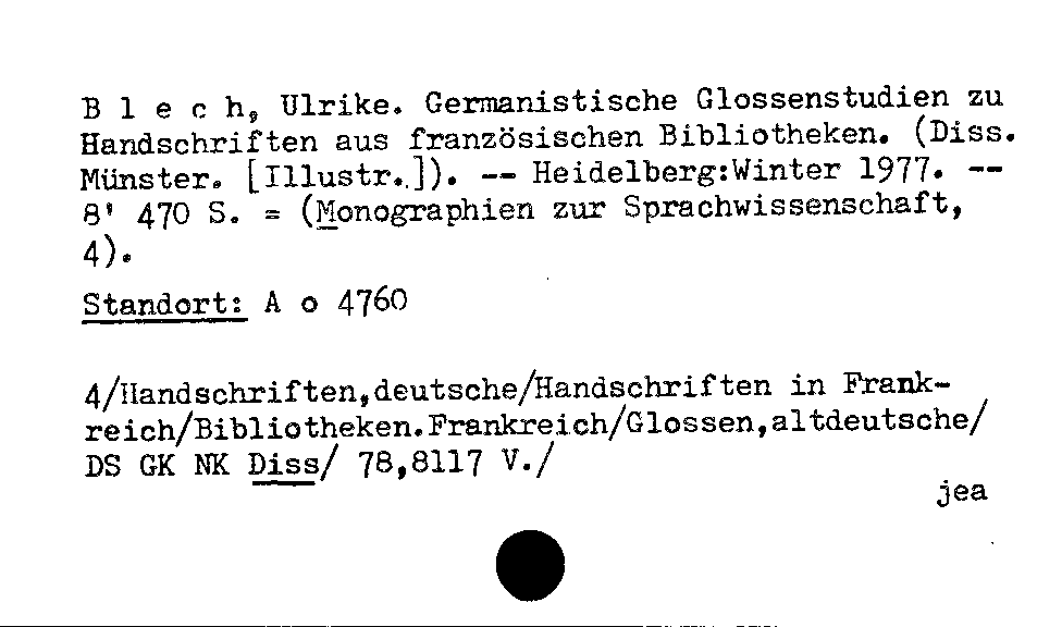 [Katalogkarte Dissertationenkatalog bis 1980]